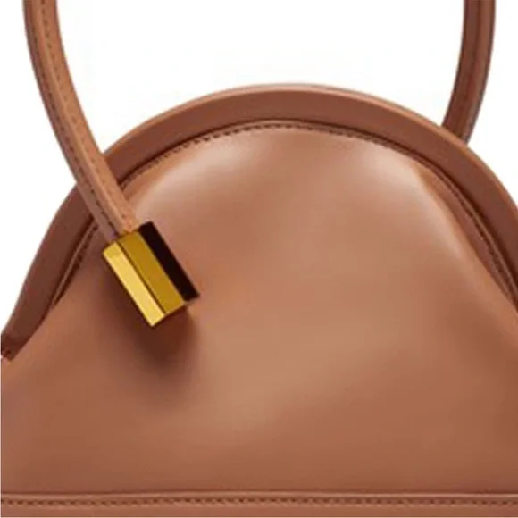 Like NEW Louise et Cie Isel Leather Toasted Almond Frame Novelty Curve Handle - Picture 2 of 13